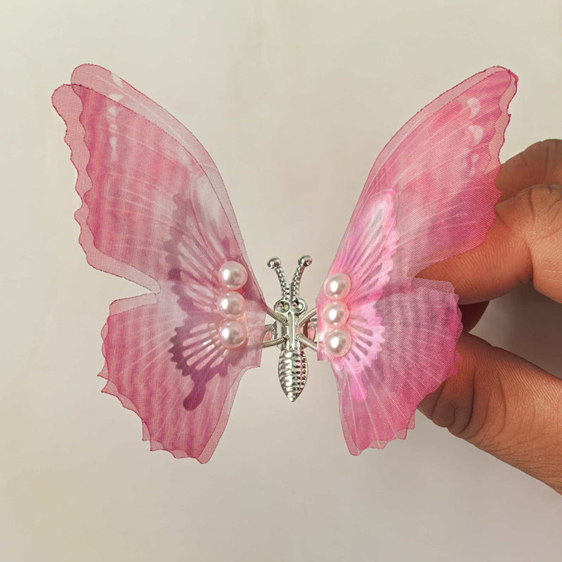 Moving butterfly hair clip, large size, sweet and lively, Lively Butterfly [Pink Gradient], Imported From China