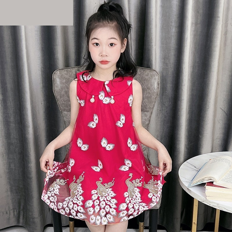Summer Girls Dress Red Color For 5-6 Years, Imported From China