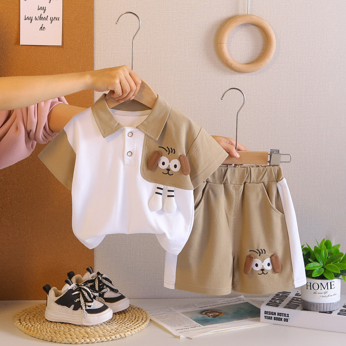 Summer Casual Short-Sleeved Shorts, Two-Piece Set for Boys 1-5 Years, Imported From China