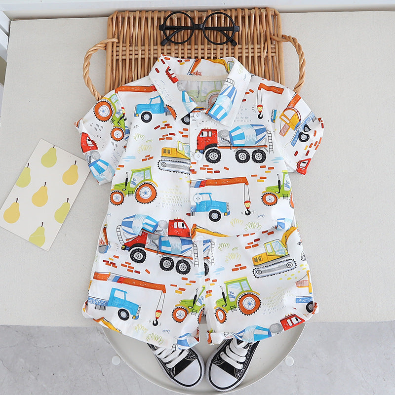 New summer short-sleeved clothing set for baby boys for 2 years, imported from china