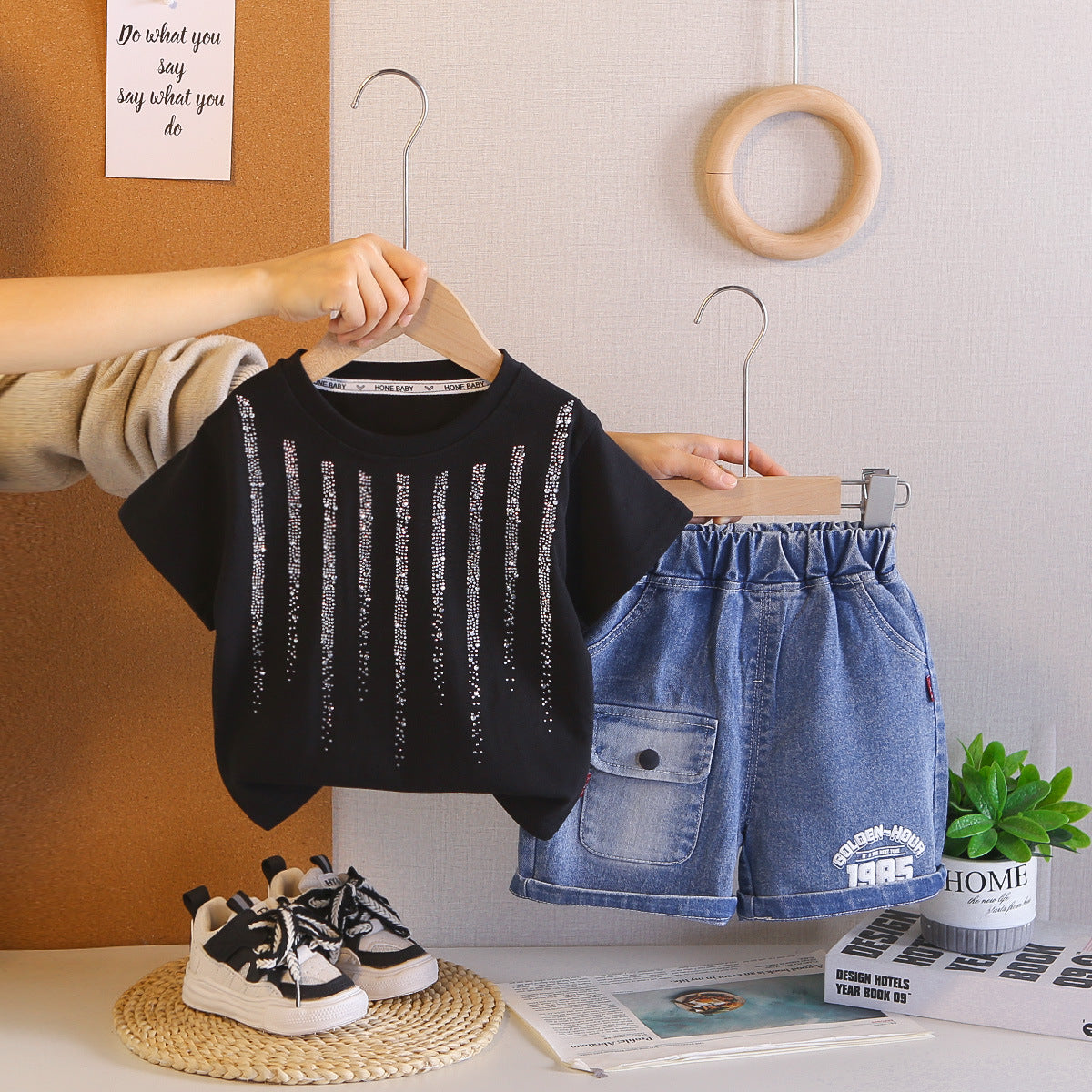 Boys' Summer Outfit Set Short-Sleeve Shorts Two-Piece Set For 1-4 Years Imported From China