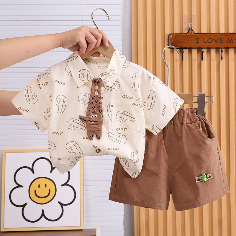 Boys' Summer Outfit Set Short-Sleeve Shorts Two-Piece Set For 1-4 Years Imported From China